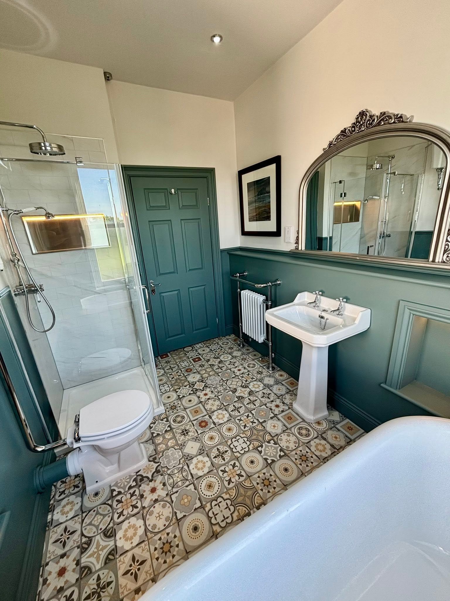 Contemporary bathroom renovation with clean lines and premium finishes